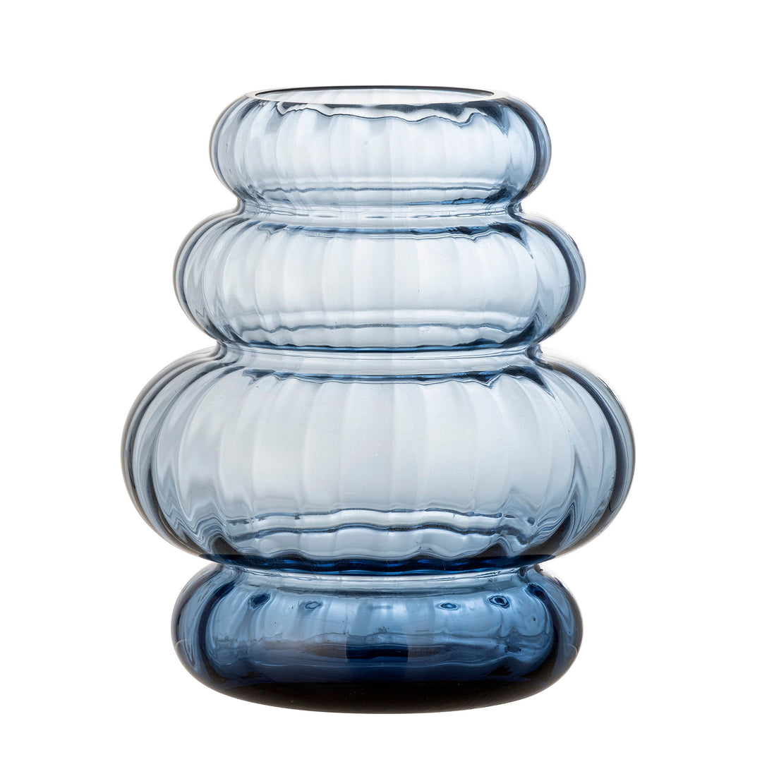 Bloomingville Vase - Bing - Blå Glas - H22 cm