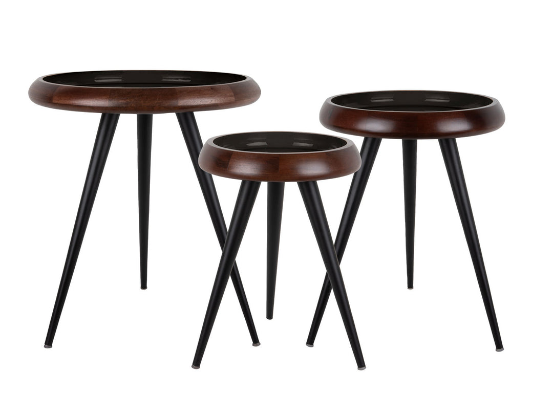 Leitmotiv Table set Tripod warm walnut lacquer, black enamel