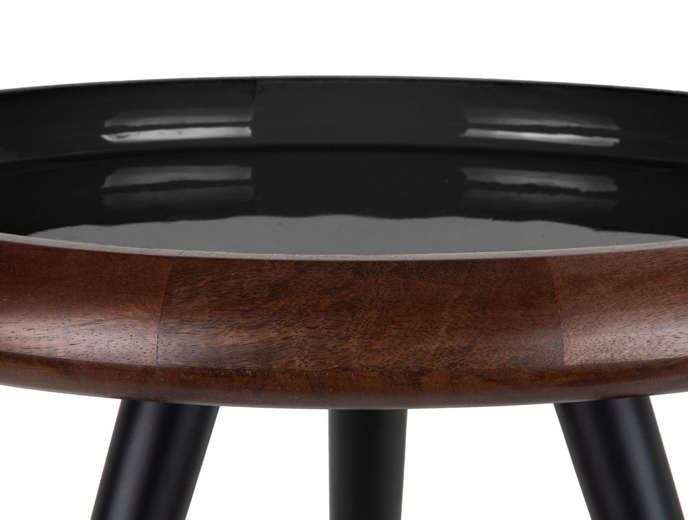 Leitmotiv Table set Tripod warm walnut lacquer, black enamel