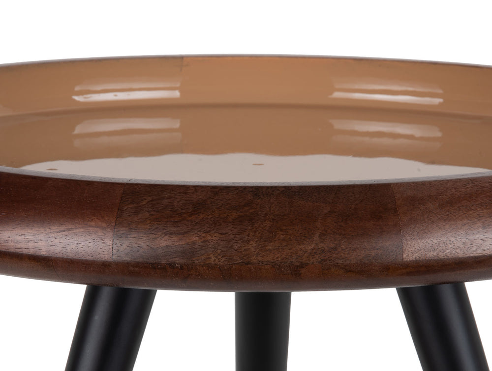 Leitmotiv Table set Tripod warm walnut lacquer, soft brown enamel