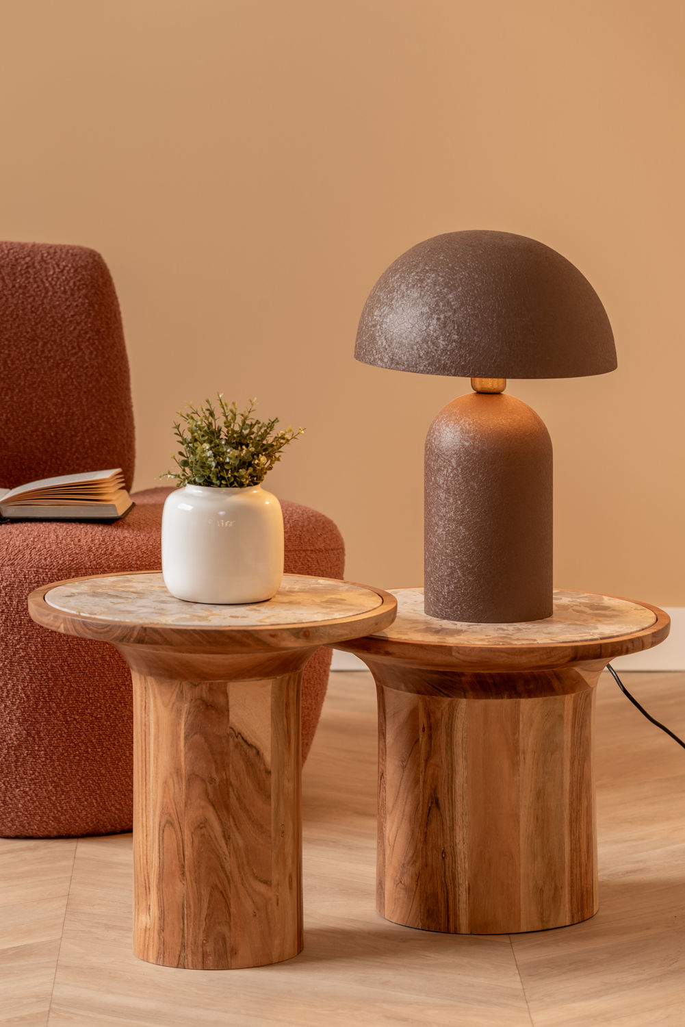 Leitmotiv Table lamp Boaz large iron textured chocolate brown