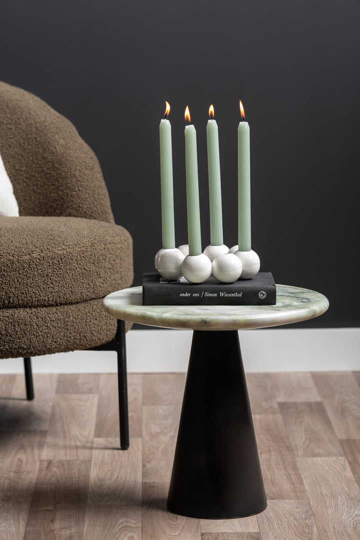 Leitmotiv Table Force marble himalayan green, black mango wood base
