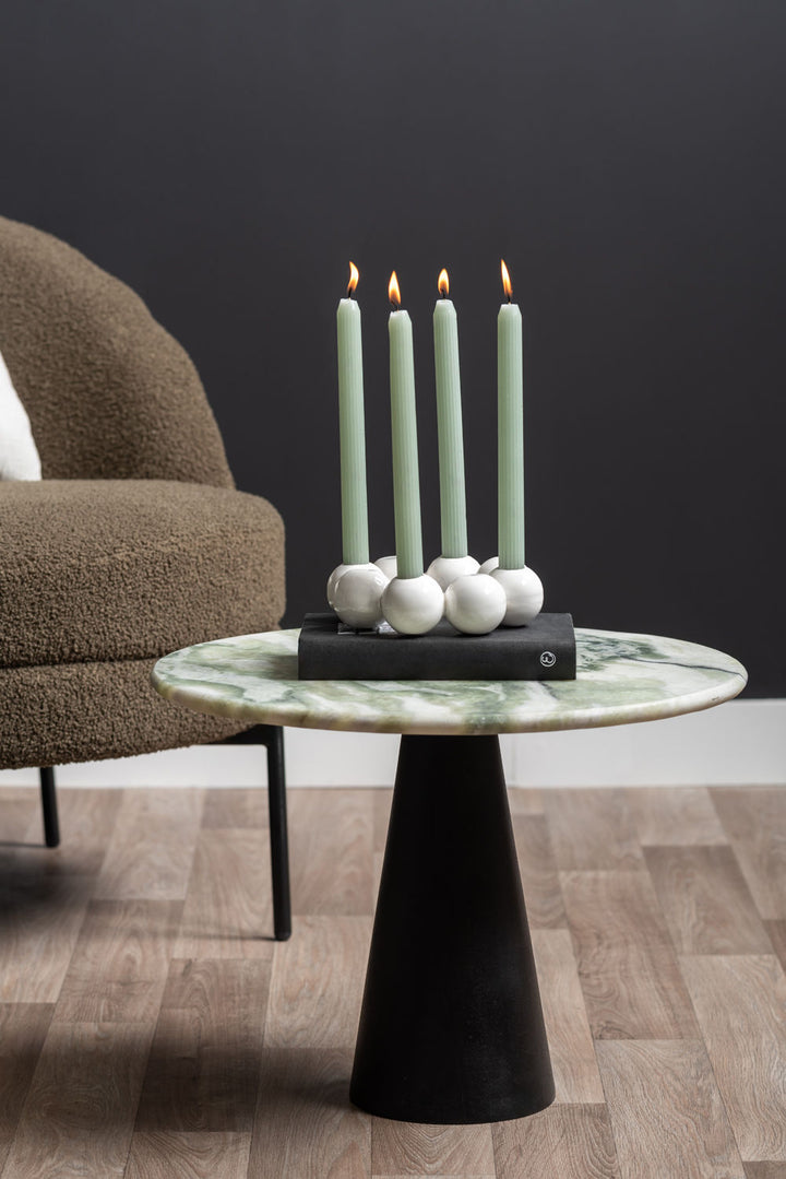 Leitmotiv Table Force wide marble himalayan green, black mango wood base