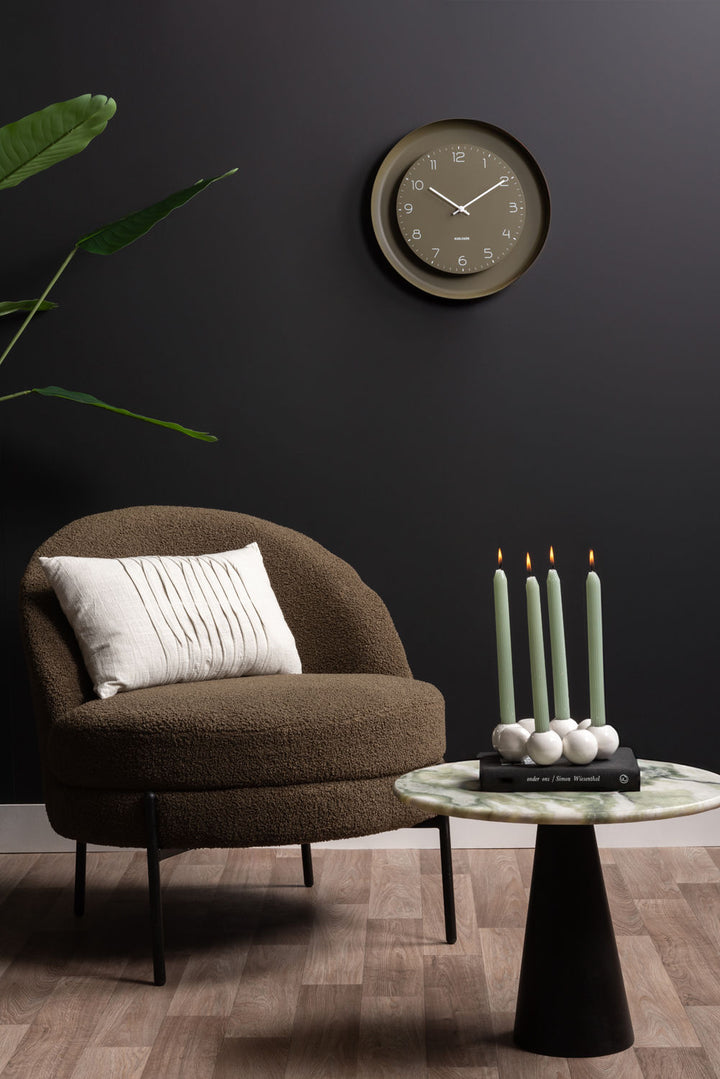 Leitmotiv Table Force wide marble himalayan green, black mango wood base