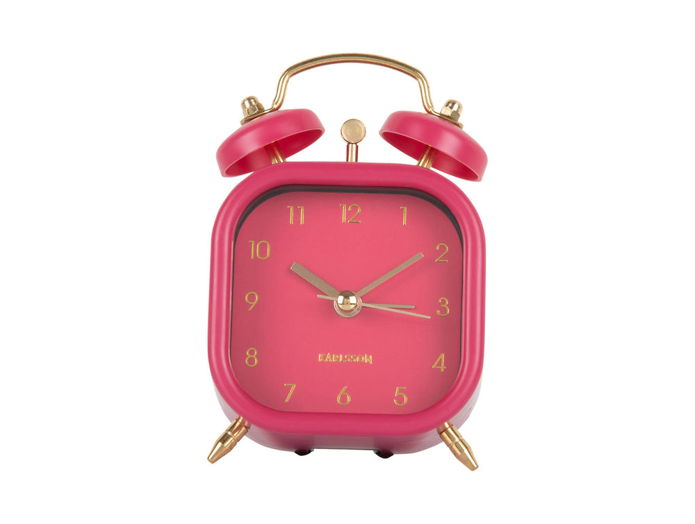 Karlsson Alarm clock Metallic Glam square dark pink