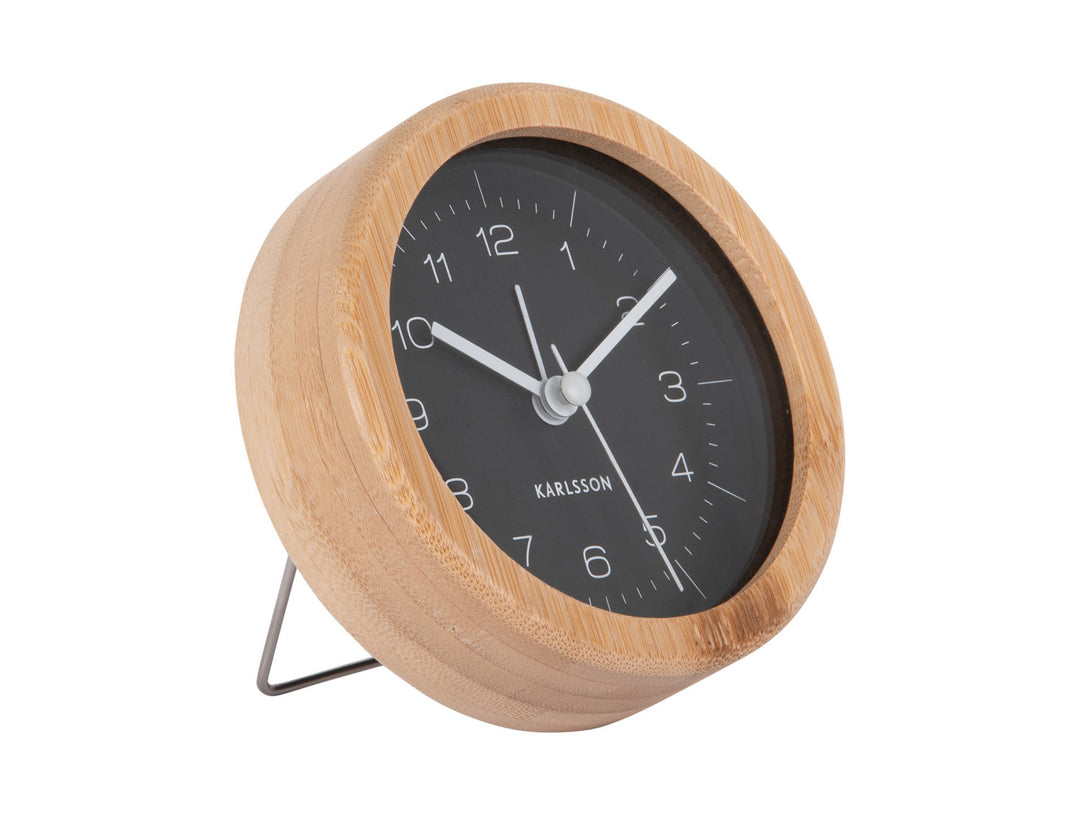 Karlsson Alarm clock Neat bamboo round black