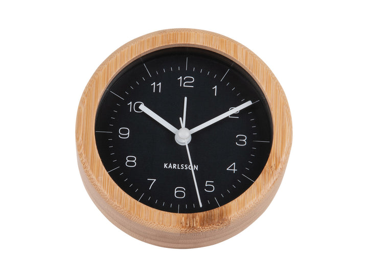 Karlsson Alarm clock Neat bamboo round black