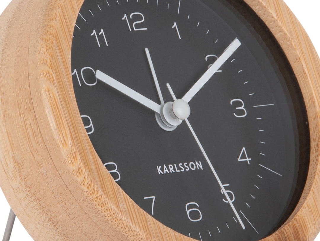 Karlsson Alarm clock Neat bamboo round black