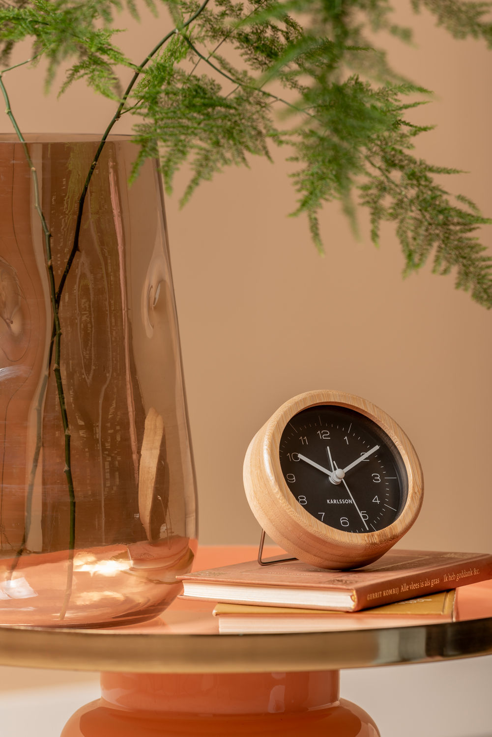 Karlsson Alarm clock Neat bamboo round black