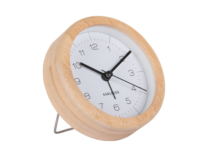 Karlsson Alarm clock Neat bamboo round white