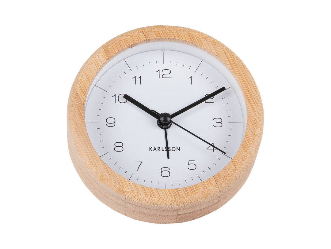 Karlsson Alarm clock Neat bamboo round white