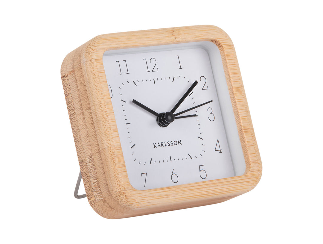 Karlsson Alarm clock Neat bamboo square white