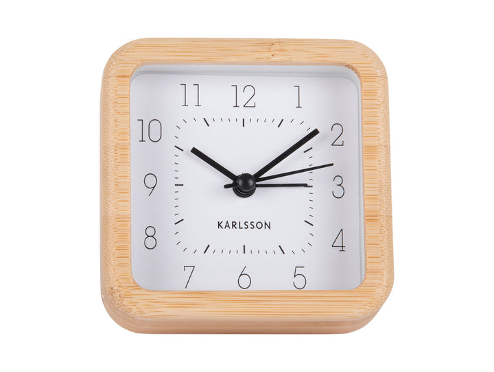 Karlsson Alarm clock Neat bamboo square white