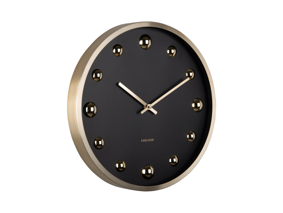 Karlsson Wall clock Shiny Dots black w. gold