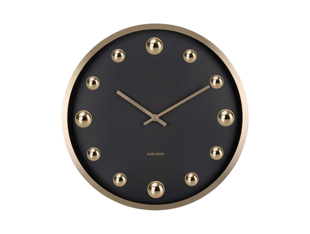 Karlsson Wall clock Shiny Dots black w. gold