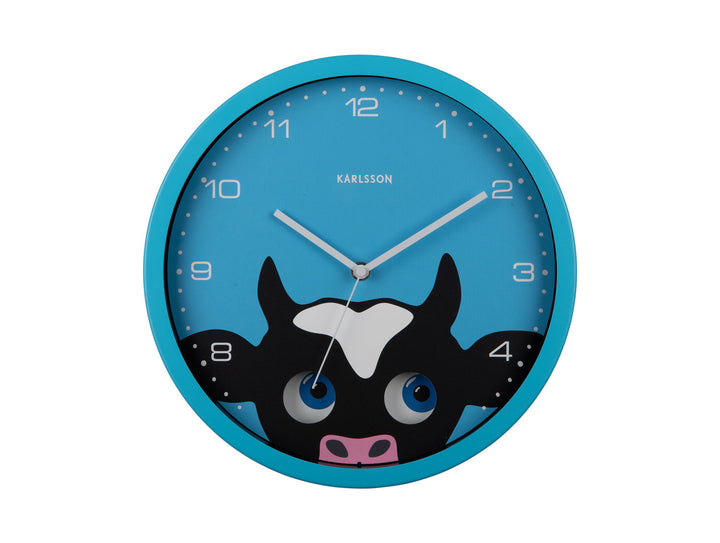 Karlsson Wall clock Peekaboo Cow blue