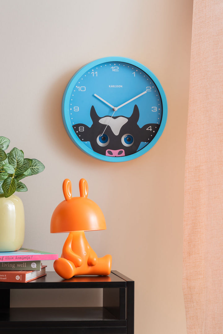 Karlsson Wall clock Peekaboo Cow blue