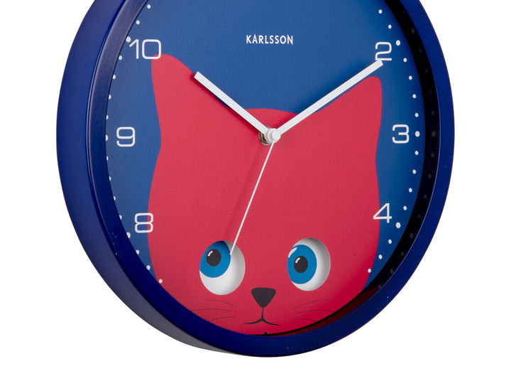 Karlsson Wall clock Peekaboo Cat dark blue