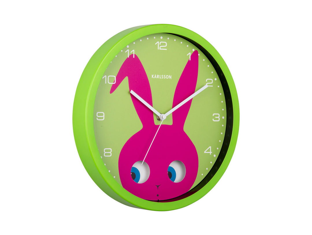 Karlsson Wall clock Peekaboo Bunny dark green