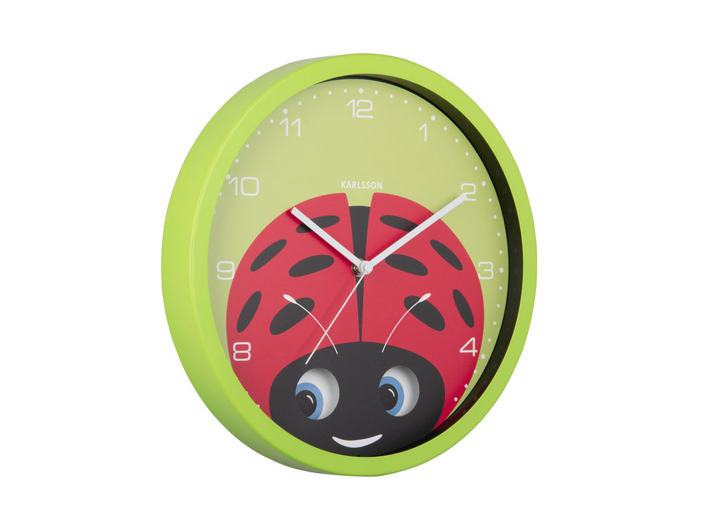 Karlsson Wall clock Peekaboo Ladybug green