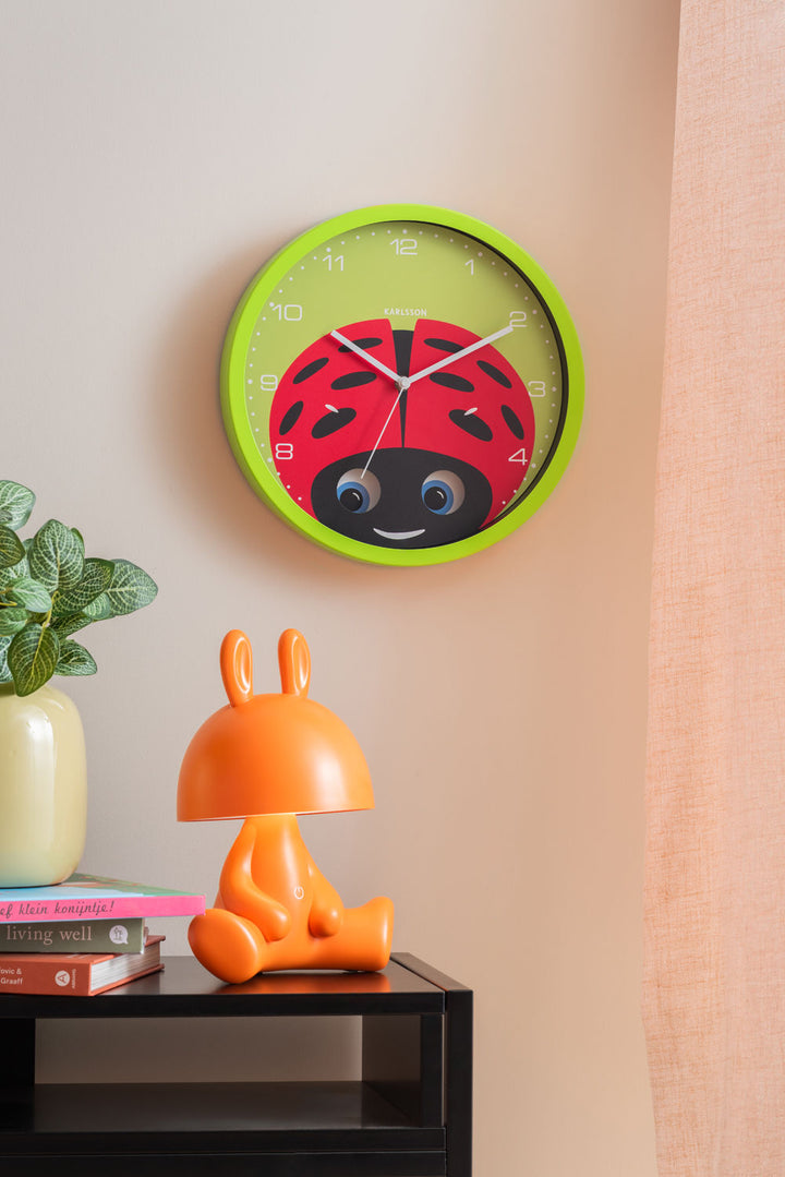 Karlsson Wall clock Peekaboo Ladybug green