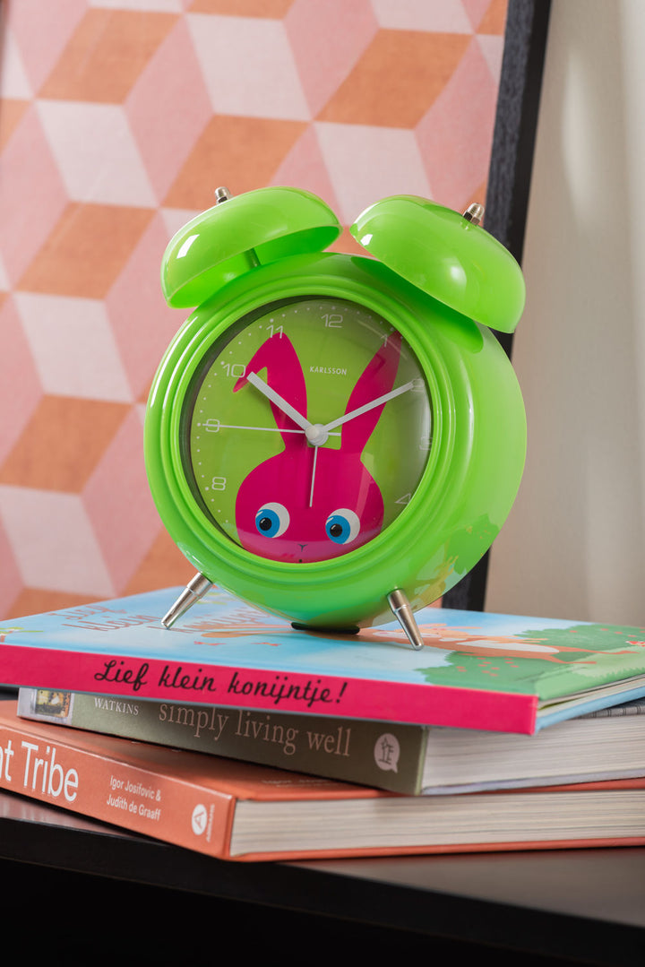 Karlsson Alarm clock Peekaboo Bunny dark green