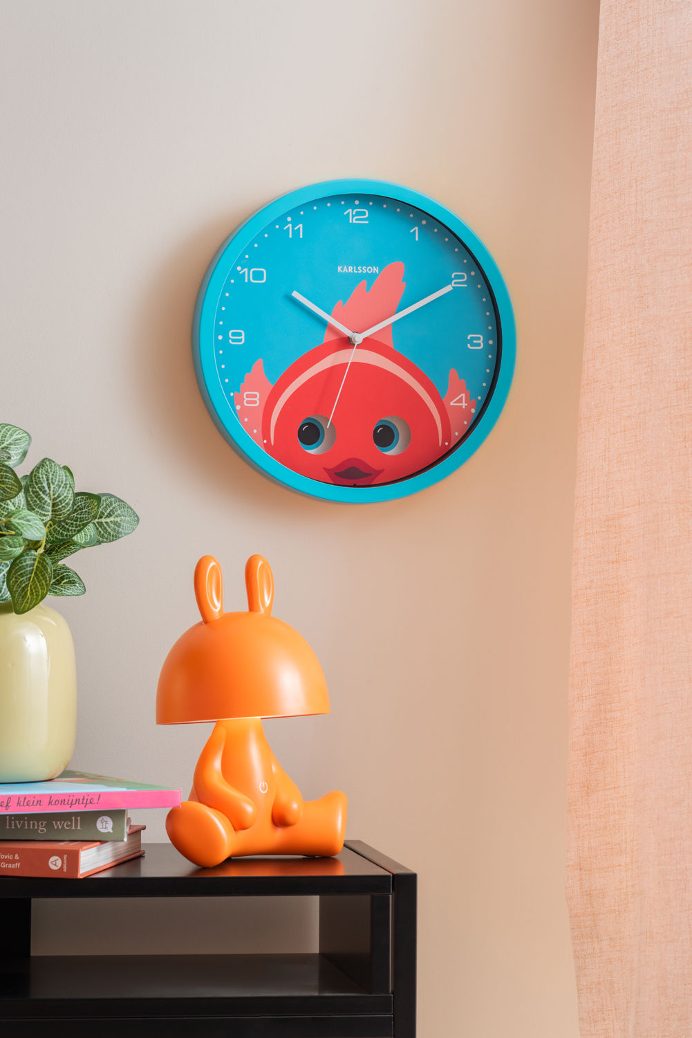 Karlsson Wall clock Peekaboo Goldfish light blue