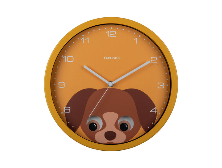 Karlsson Wall clock Peekaboo Dog yellow