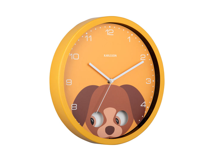 Karlsson Wall clock Peekaboo Dog yellow