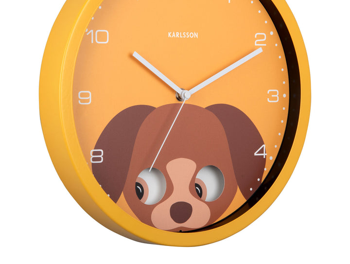 Karlsson Wall clock Peekaboo Dog yellow