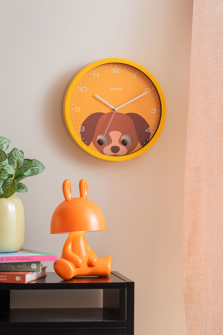 Karlsson Wall clock Peekaboo Dog yellow