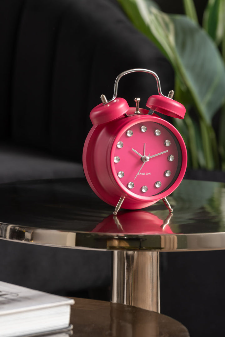 Karlsson Alarm clock Glam Diamonds dark pink