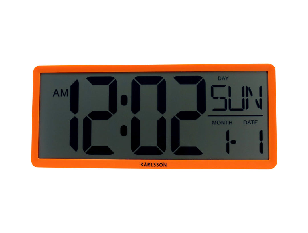 Karlsson Wall/Table clock Retro LCD bright orange