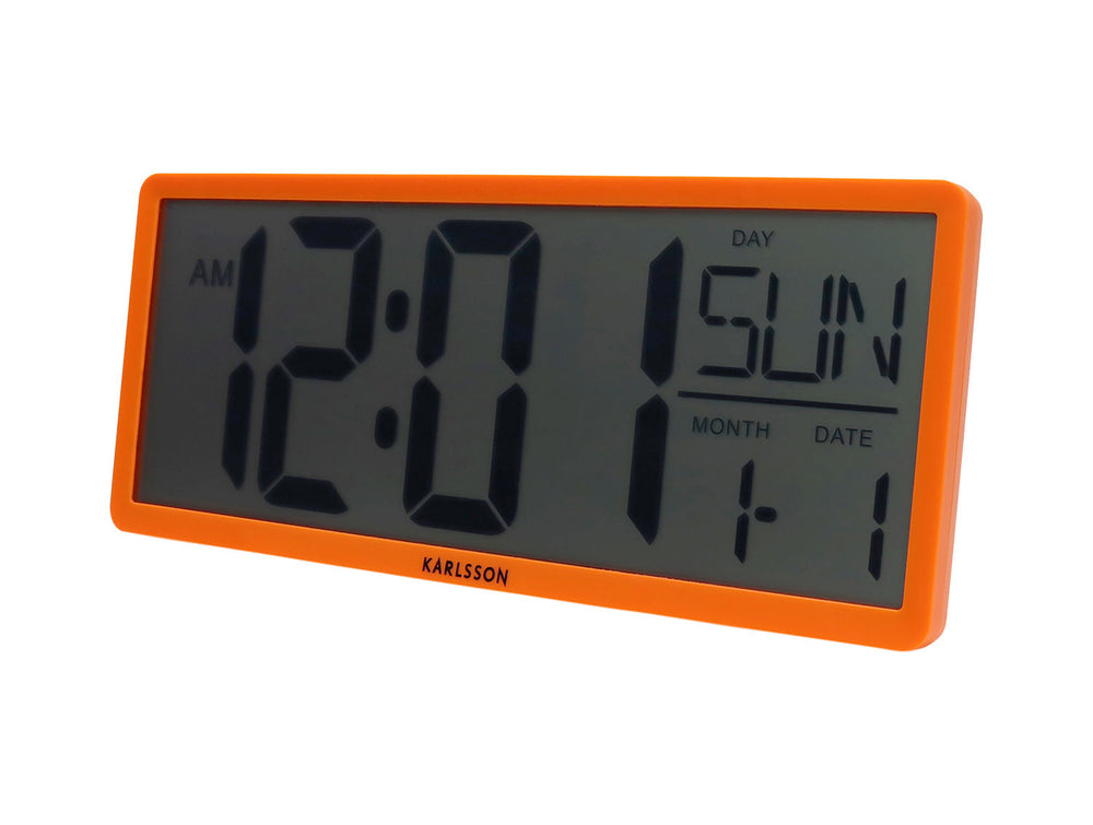 Karlsson Wall/Table clock Retro LCD bright orange