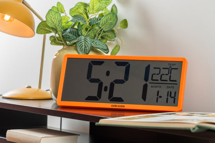 Karlsson Wall/Table clock Retro LCD bright orange