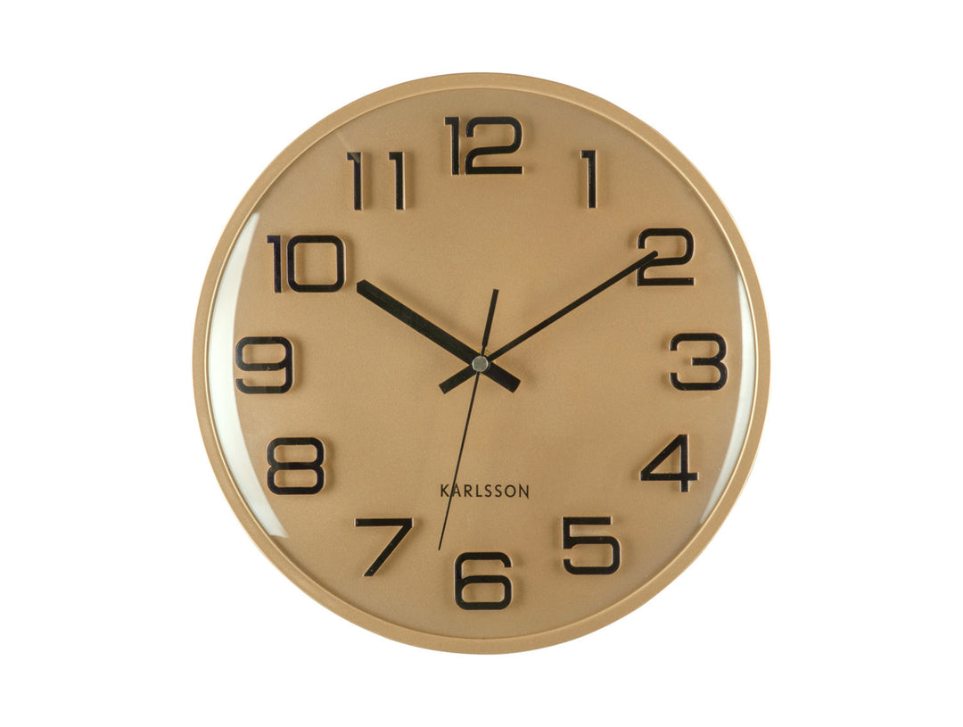 Karlsson Wall clock 3D Numbers gold w. black