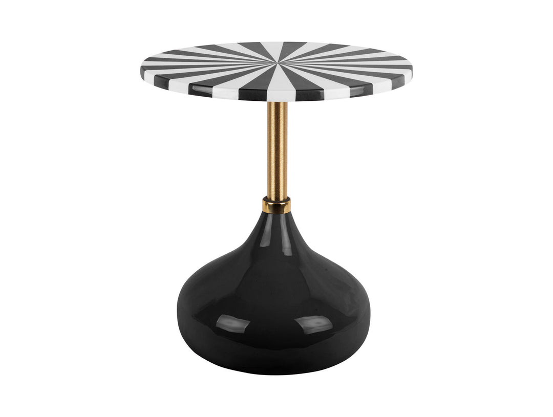 Leitmotiv Side table Candy Swirl enamel black & white