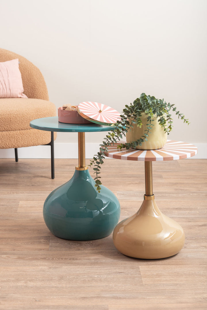 Leitmotiv Side table Candy Swirl enamel soft brown & white
