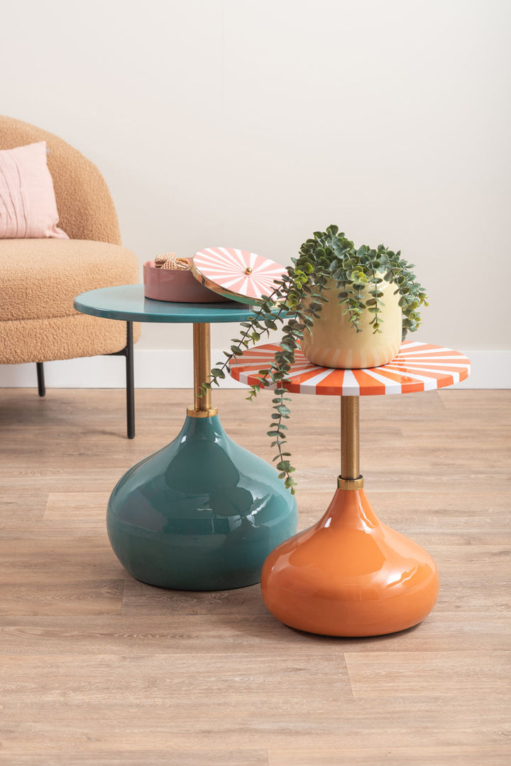 Leitmotiv Side table Candy Swirl enamel bright orange & white