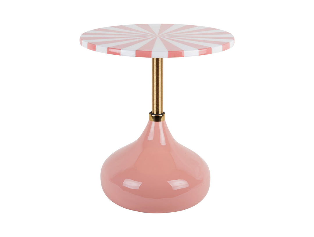 Leitmotiv Side table Candy Swirl enamel flamingo pink & white