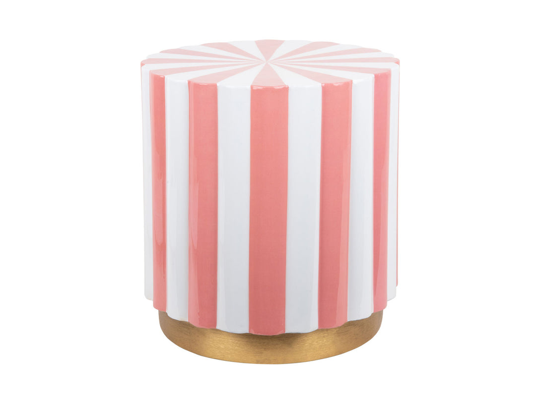 Leitmotiv Stool Candy Swirl enamel flamingo pink & white