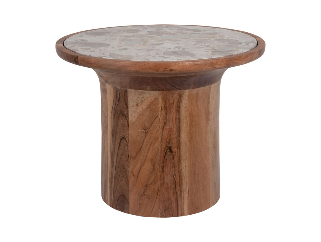 Leitmotiv Side table Tubo marble brown w. mango wood
