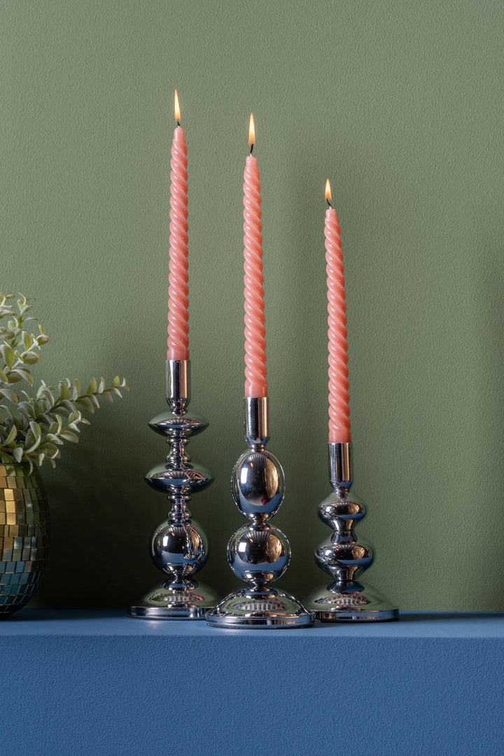 present time Candle holder Dazzle small chrome plated
