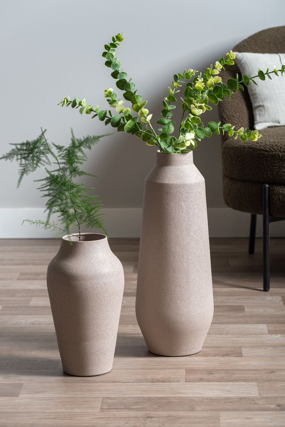 present time Vase Boaz pin high iron textured warm grey