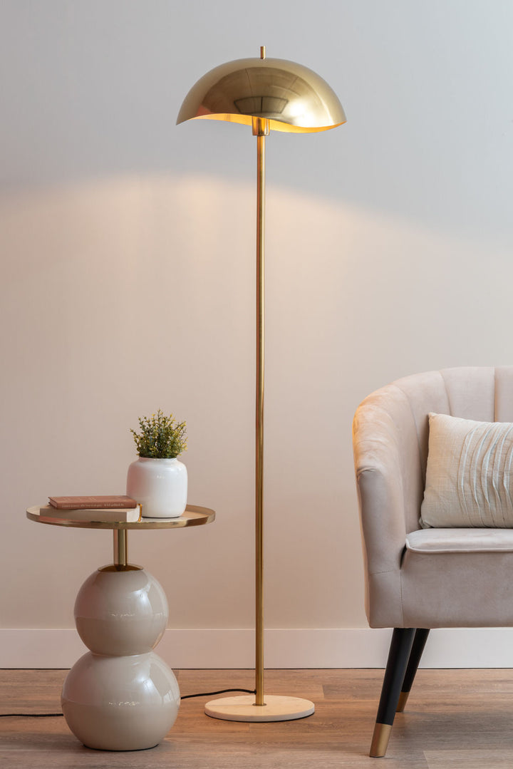 Leitmotiv Floor lamp Waved brushed gold plated