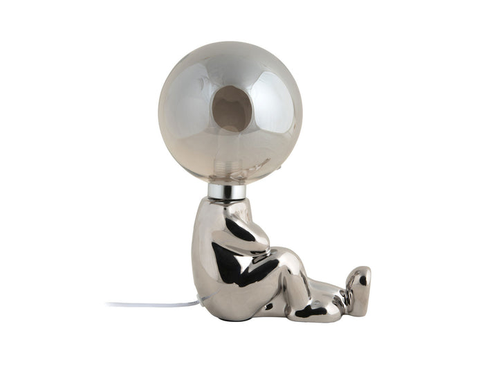 Leitmotiv Table lamp Joey LED ceramic chrome plated