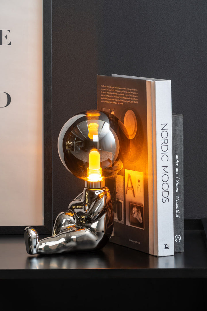 Leitmotiv Table lamp Joey LED ceramic chrome plated