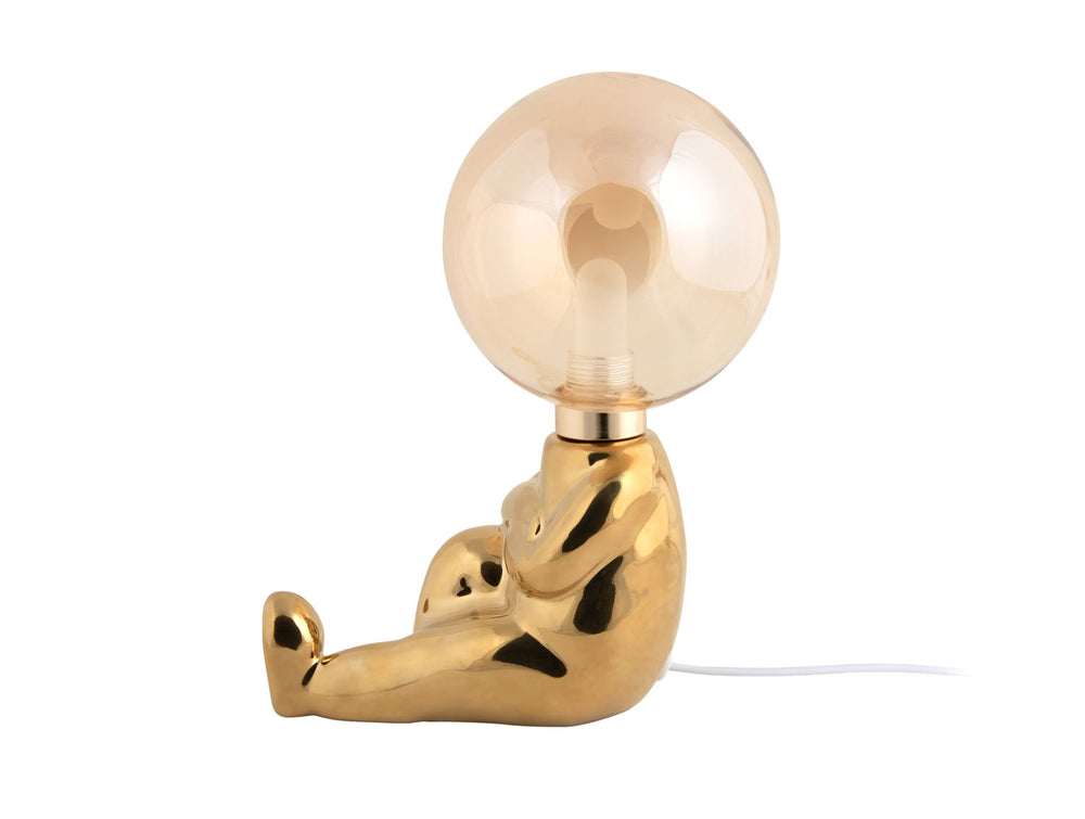 Leitmotiv Table lamp Joey LED ceramic gold plated