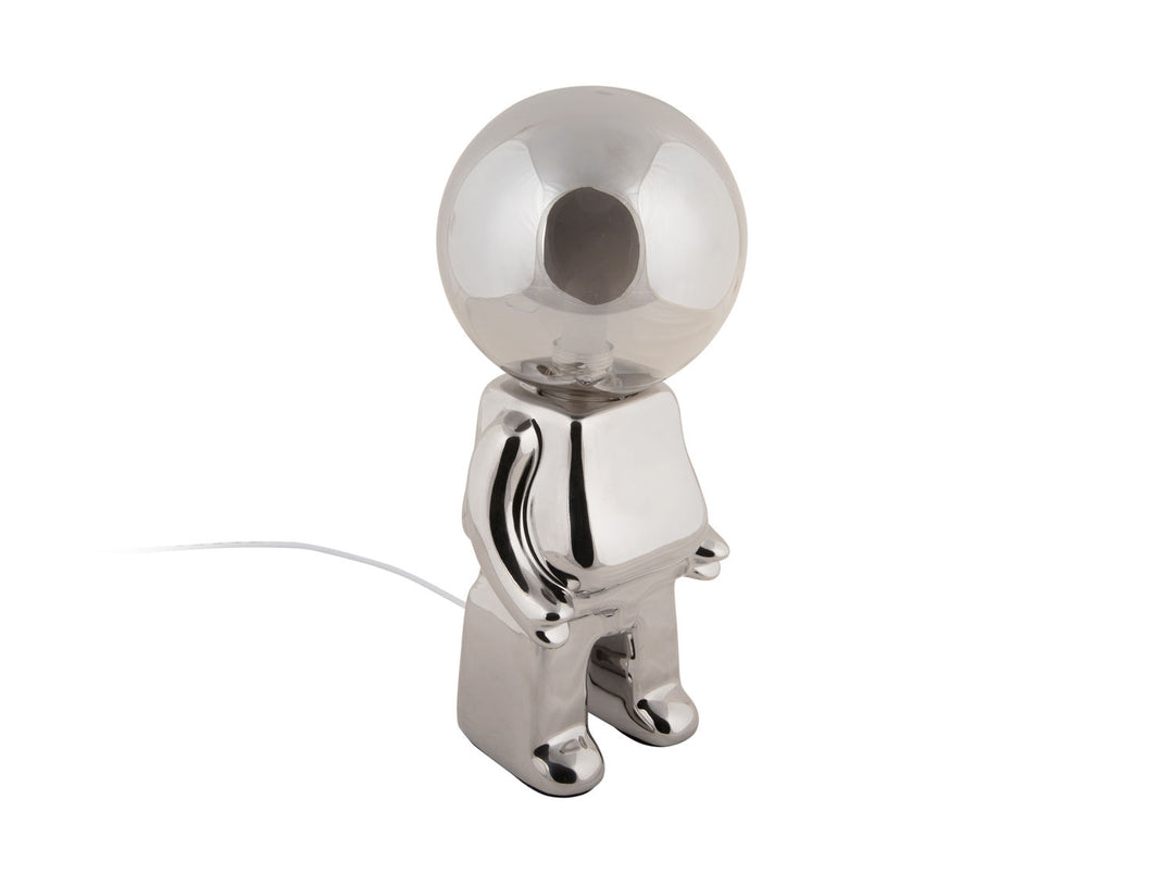 Leitmotiv Table lamp Ross LED ceramic chrome plated