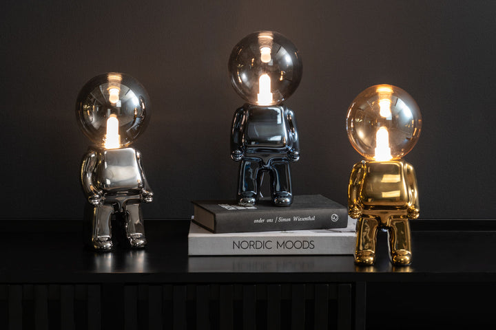 Leitmotiv Table lamp Ross LED ceramic chrome plated